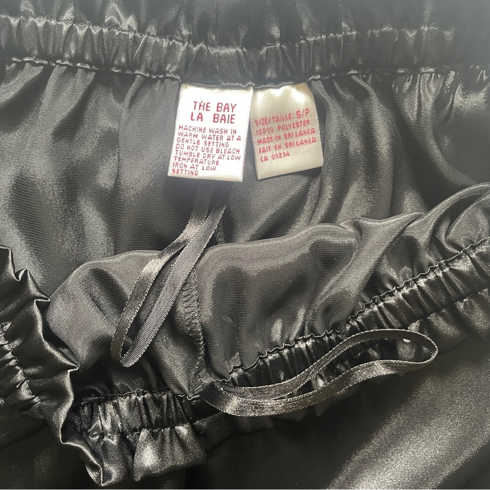 Hudson’s Bay Satin Pajama Pants Small Black Soft Luxury Sleepwear - Picture 10 of 16